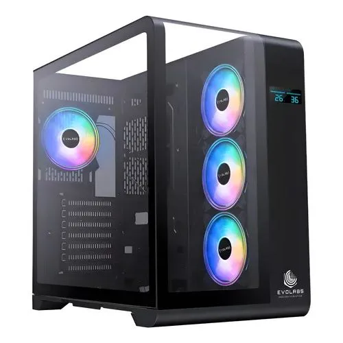 GABINETE EVOLABS SYNERGY 4FAN ARGB CON PANTALLA
