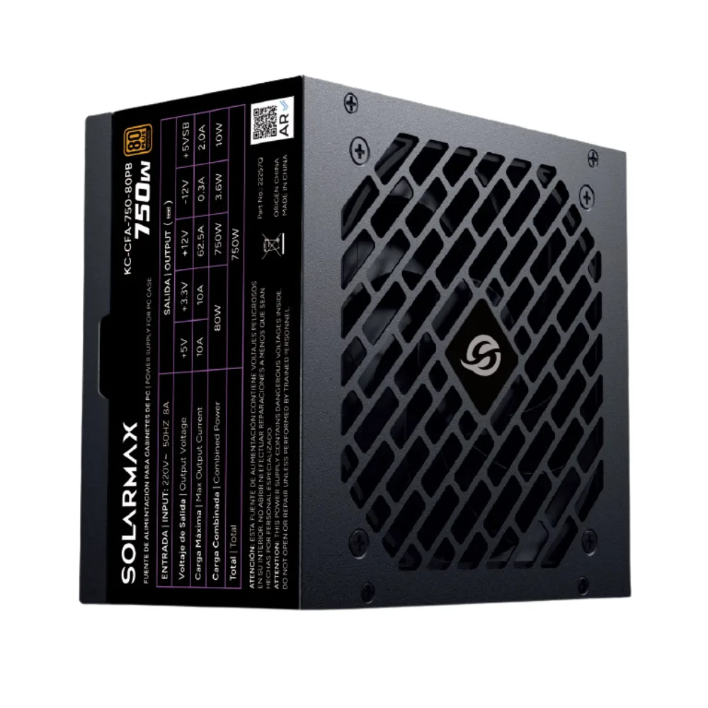 SOLARMAX FUENTE KC-CFA-750 750W 80 PLUS BRONZE NEGRA
