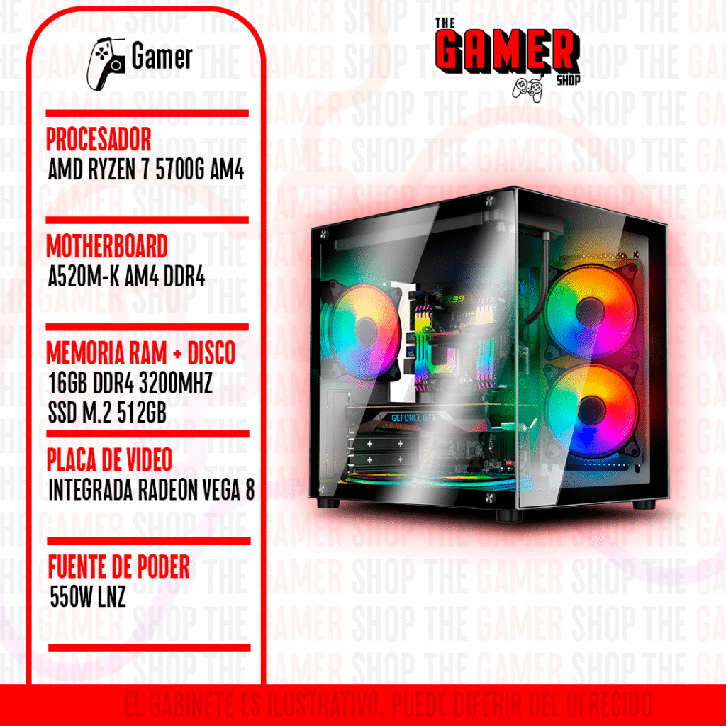PC GAMER | RYZEN 7 5700G – RAM 16GB – 512GB M.2 | N220 + WINDOWS11 PC GAMER | RYZEN 7 5700G – RAM 16GB – 512GB M.2 | N220 + WINDOWS11
