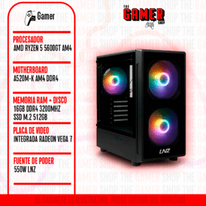 PC GAMER | RYZEN 5 5600GT – RAM 16GB – 512GB M.2 | N230 + WINDOWS11 PC GAMER | RYZEN 5 5600GT – RAM 16GB – 512GB M.2 | N230 + WINDOWS11