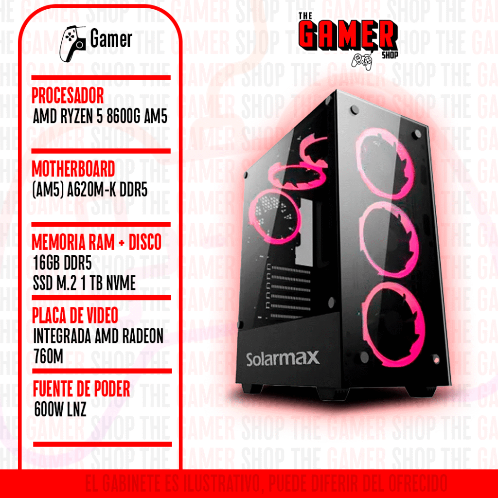 PC GAMER | RYZEN 5 8600G AM5 – RAM 16GB DDR5 – 512GB M.2 | N280 + WINDOWS11 PC GAMER | RYZEN 5 8600G AM5 – RAM 16GB DDR5 – 512GB M.2 | N280 + WINDOWS11