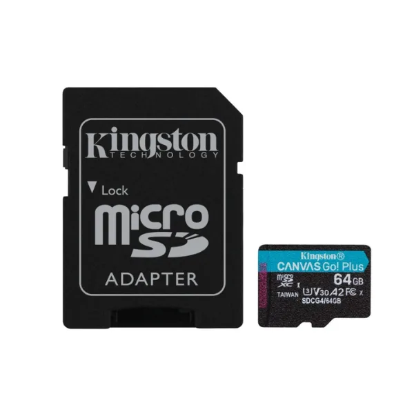 MICROSD KINGSTON 64GB C/ADAP CANVAS GO! PLUS GEN4 (4K CAMARA-DRONES)(7890)