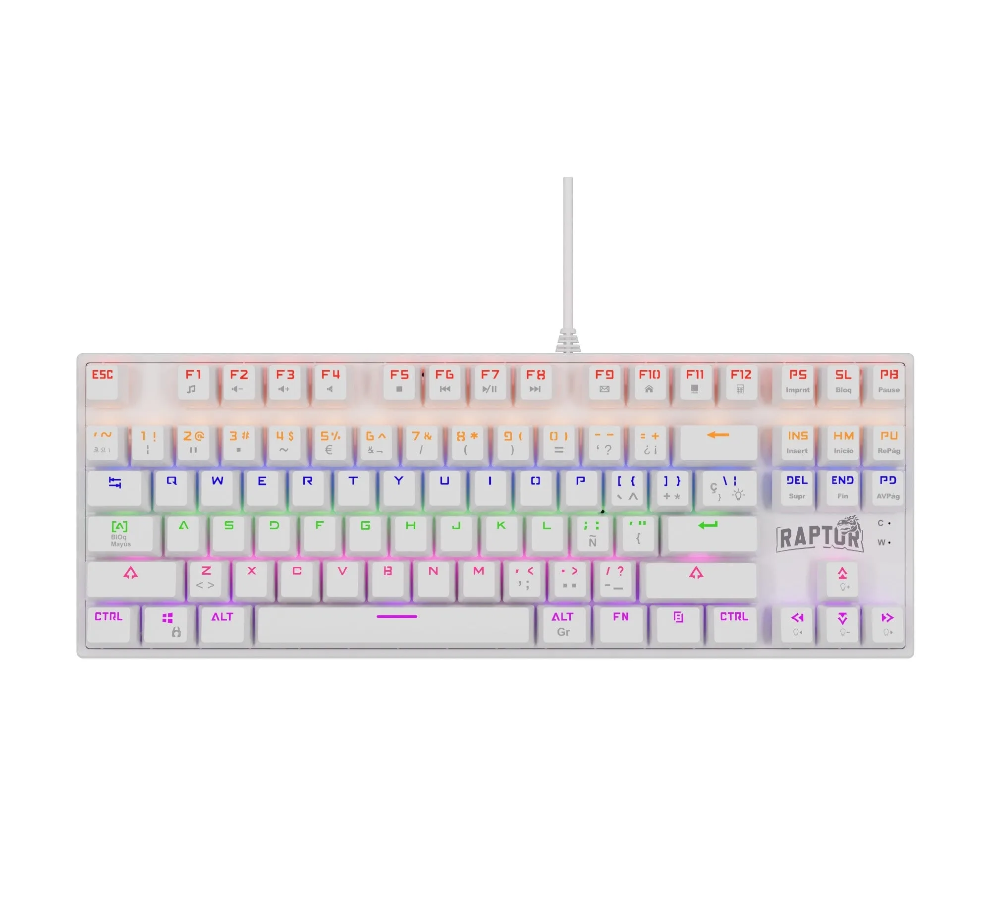 TECLADO GAMER RAPTOR FIRECLAW M87 MECANICO RETROILUMINADO SWITCH RED OUTEMU WHITE (7855)
