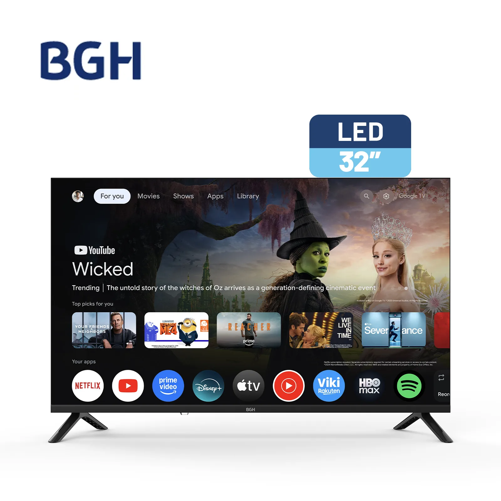 TV LED 32 BGH B3226G5G - HD NETFLIX YOUTUBE DISNEY GOOGLE TV (PNE040309)