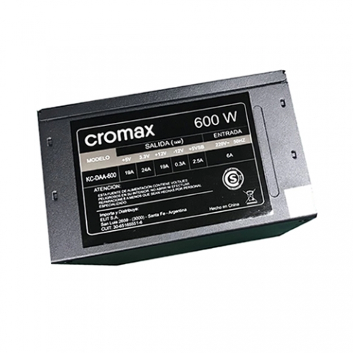 FUENTE CROMAX KC-DAA-600 600W ATX 24 PINES