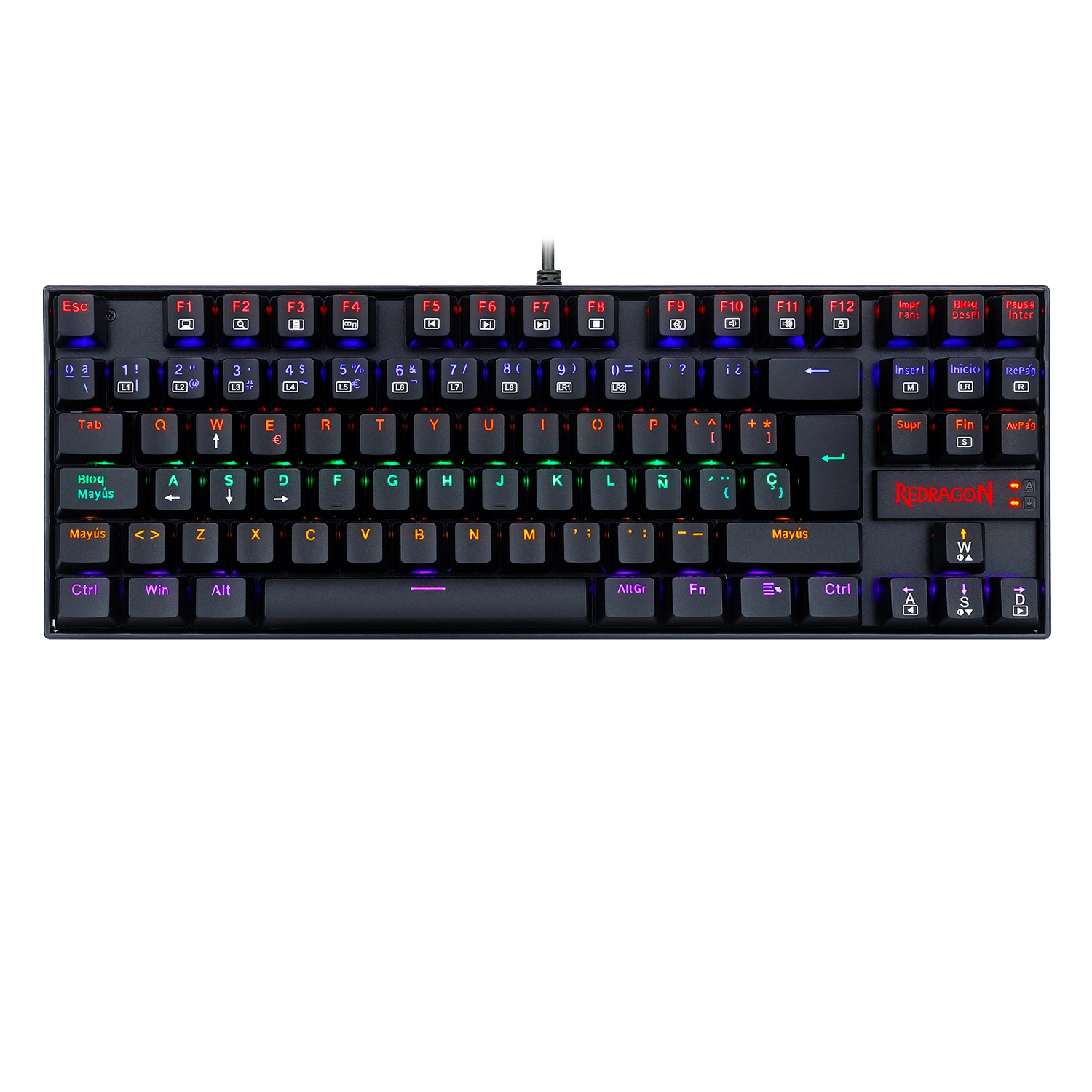 TECLADO REDRAGON KUMARA 2 K552 RAINBOW NEGRO