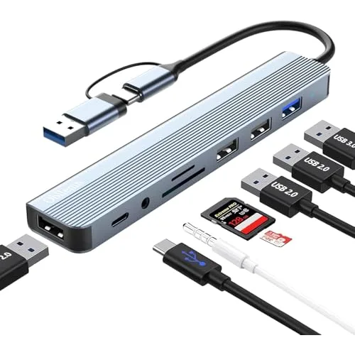 HUB 8 EN 1 TIPO C - A - JACK - SD