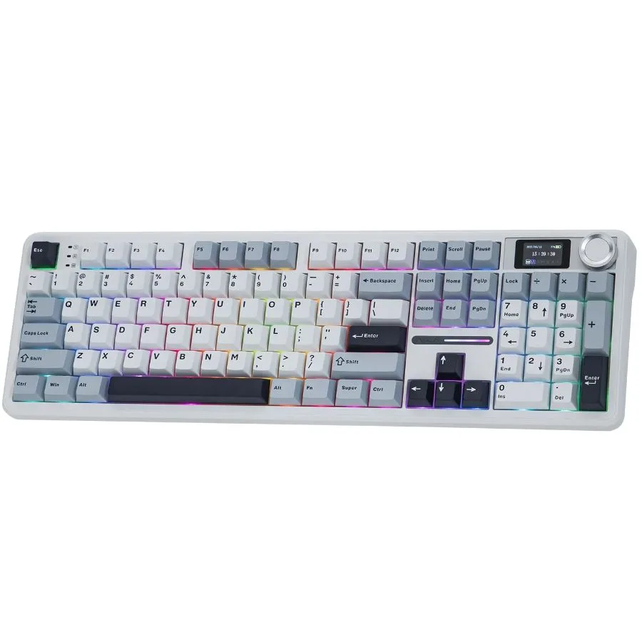 TECLADO MECANICO AULA F108 PRO BLUE WHITE DARK PURPLE WIRELESS