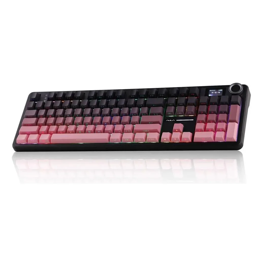 TECLADO MECANICO AULA F108 PRO BLACK PINK DEGRADE WIRELESS