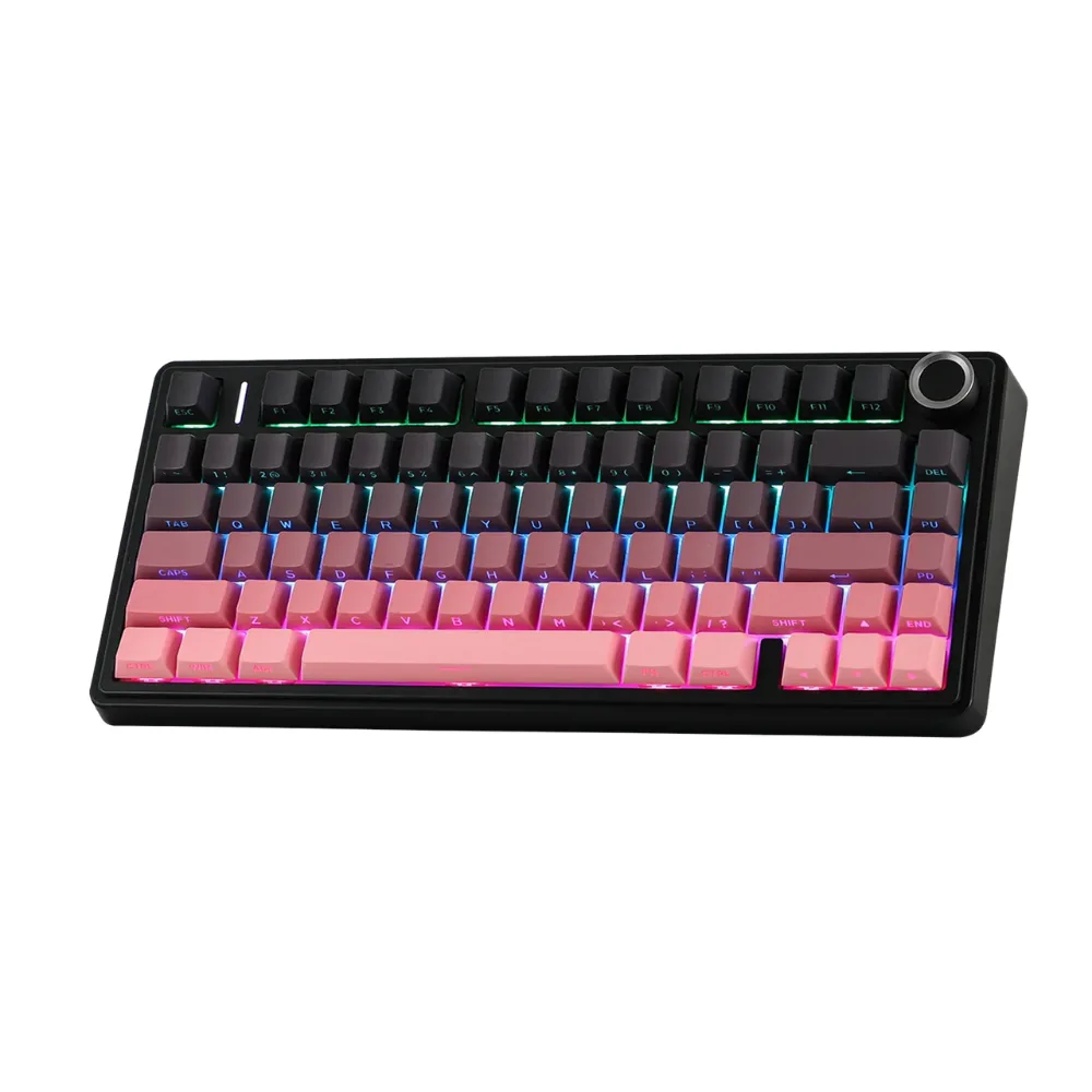 TECLADO AULA F75 PRO GRADIENT BLACK + PINK WIRELESS 75% RGB SW REAPER TRI MODO