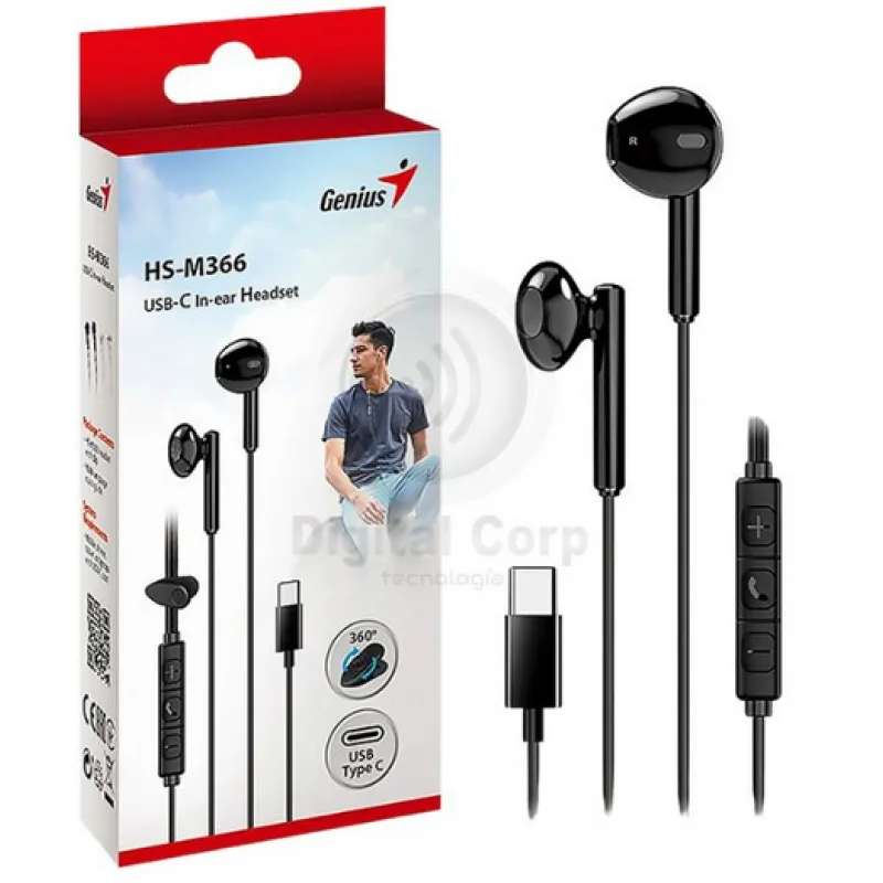 AURICULARES IN EAR USB-C GENIUS HS-M366 BLACK
