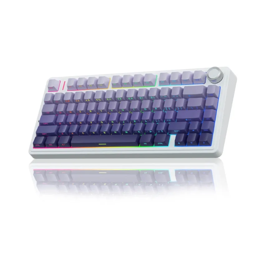 TECLADO MECANICO AULA F75 PRO WHITE + GRADIENT PURPLE WIRELESS 75% RGB SW STAR VECTOR INGLES