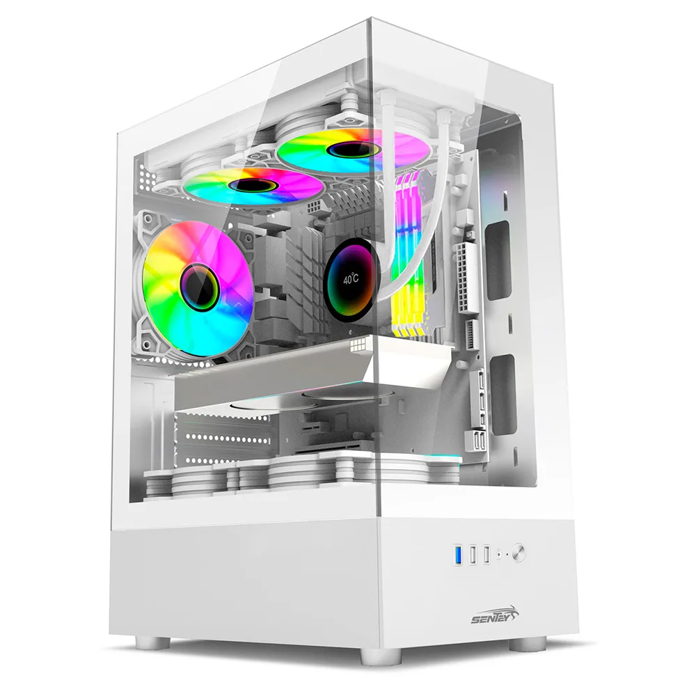 GABINETE SENTEY H10 WHITE VIDRIO TEMPLADO SIN COOLERS