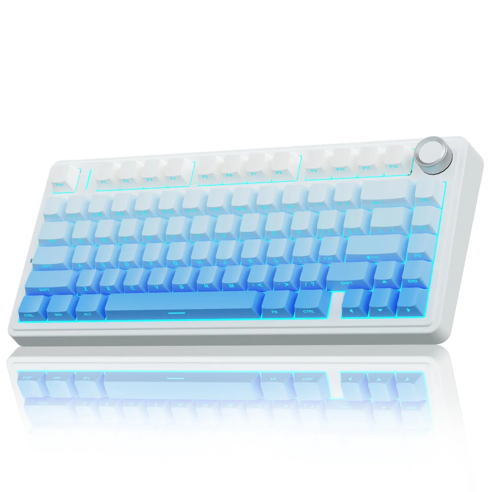 TECLADO AULA F75 WHITE+GRADIENT BLUE KEYBOARD MECANICO