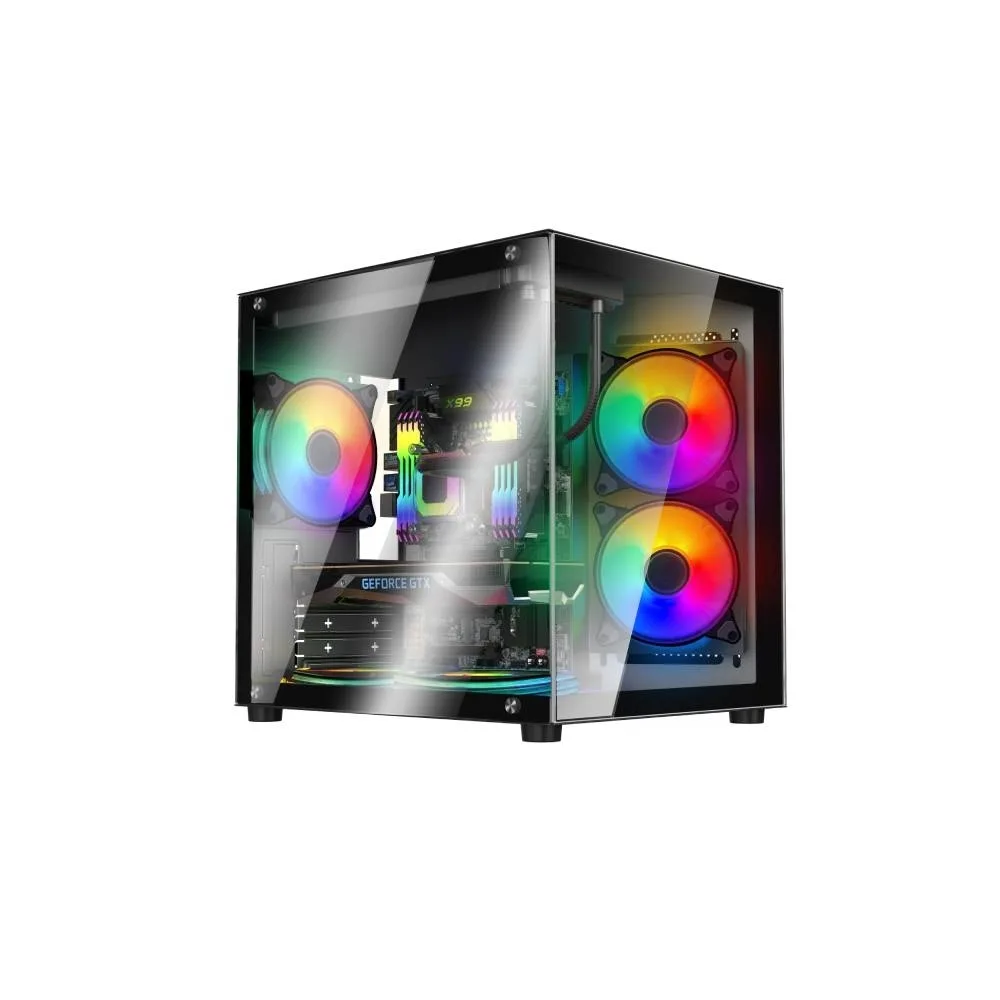 GABINETE PECERA SENTEY A8 ZEUS BLACK + 5 COOLERS ARGB.