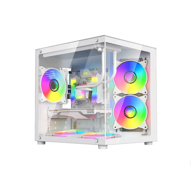 GABINETE PECERA SENTEY A8 ZEUS WHITE+ 5 COOLERS ARGB.
