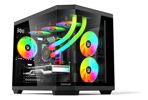 GABINETE MINI TOWER SOLARMAX B951 3 FANS ARGB VIDRIO TEMPLADO