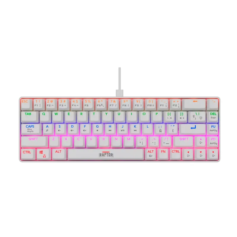 TECLADO GAMER RAPTOR FIRECLAW M68 MECANICO RETROILUMINADO SWITCH RED OUTEMU WHITE (7879)