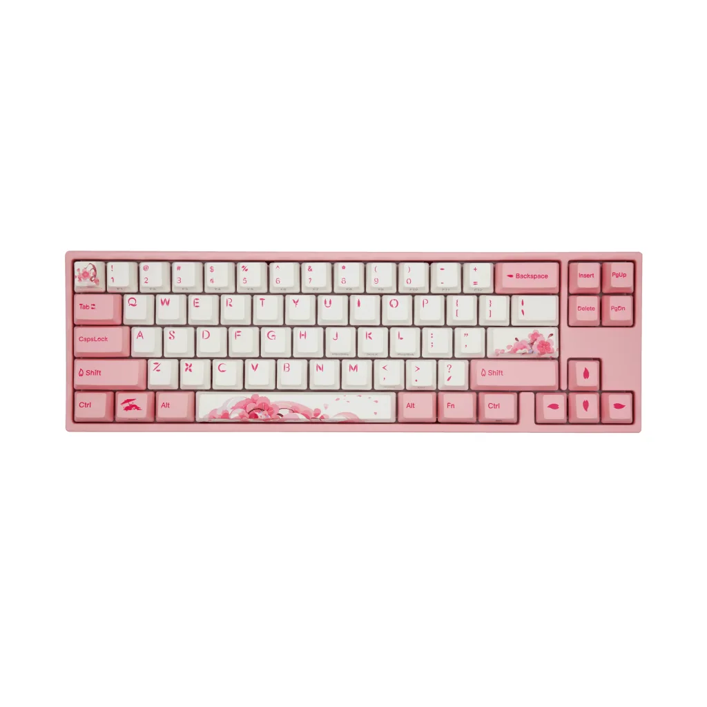 TECLADO MECANICO DUCKY MIYA PRO SAKURA V2 SWITCH CHERRY MX BROWN INGLES PBT ILUMINACION LED BLANCO