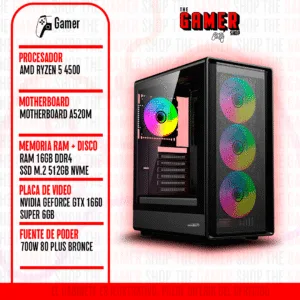 PC GAMER | RYZEN 5 4500 – RAM 16GB – 512GB M.2 – GTX 1660 SUPER | N520 + WINDOWS11 PC GAMER | RYZEN 5 4500 – RAM 16GB – 512GB M.2 – GTX 1660 SUPER | N520 + WINDOWS11