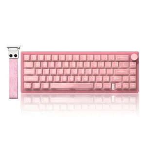 TECLADO MECANICO 60 WOMIER VK-66 PRO 60% PINK ROSA