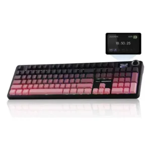 TECLADO AULA F108 PRO BLACK PINK DEGRADE WIR FULL RGB SW GREYWOOD