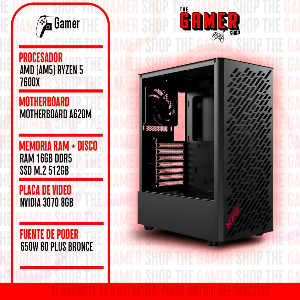 PC GAMER | RYZEN 5 7600x – RAM 16GB – 512GB M.2 – 3070 8GB| N300 + WINDOWS11 PC GAMER | RYZEN 5 7600x – RAM 16GB – 512GB M.2 – 3070 8GB| N300 + WINDOWS11