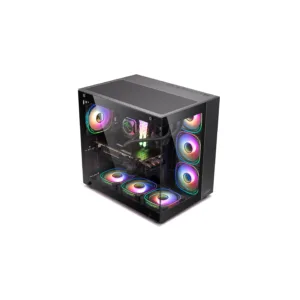 GABINETE SENTEY PECERA A40 BLACK VIDRIO TEMPLADO + 7 COOLERS ARGB.