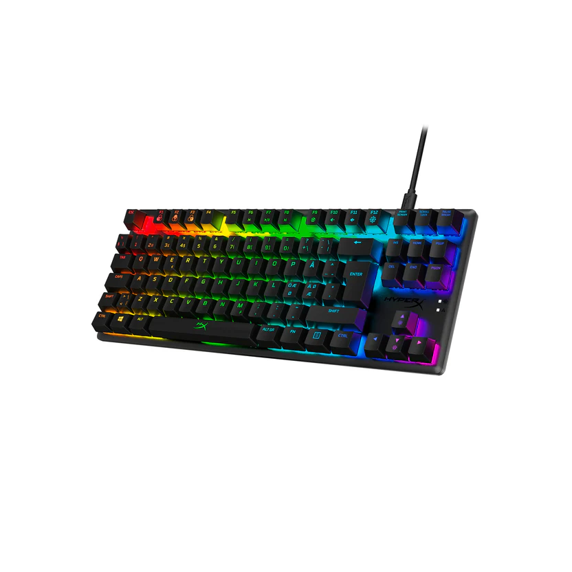 TECLADO C/CABLE HYPERX ALLOY ORIGINS CORE RED US NEGRO - Imagen 2