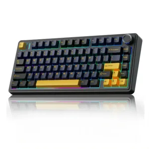 TECLADO AULA F75 BLACK DARK BLUE ORANGE WIRELESS 75% RGB SW REAPER