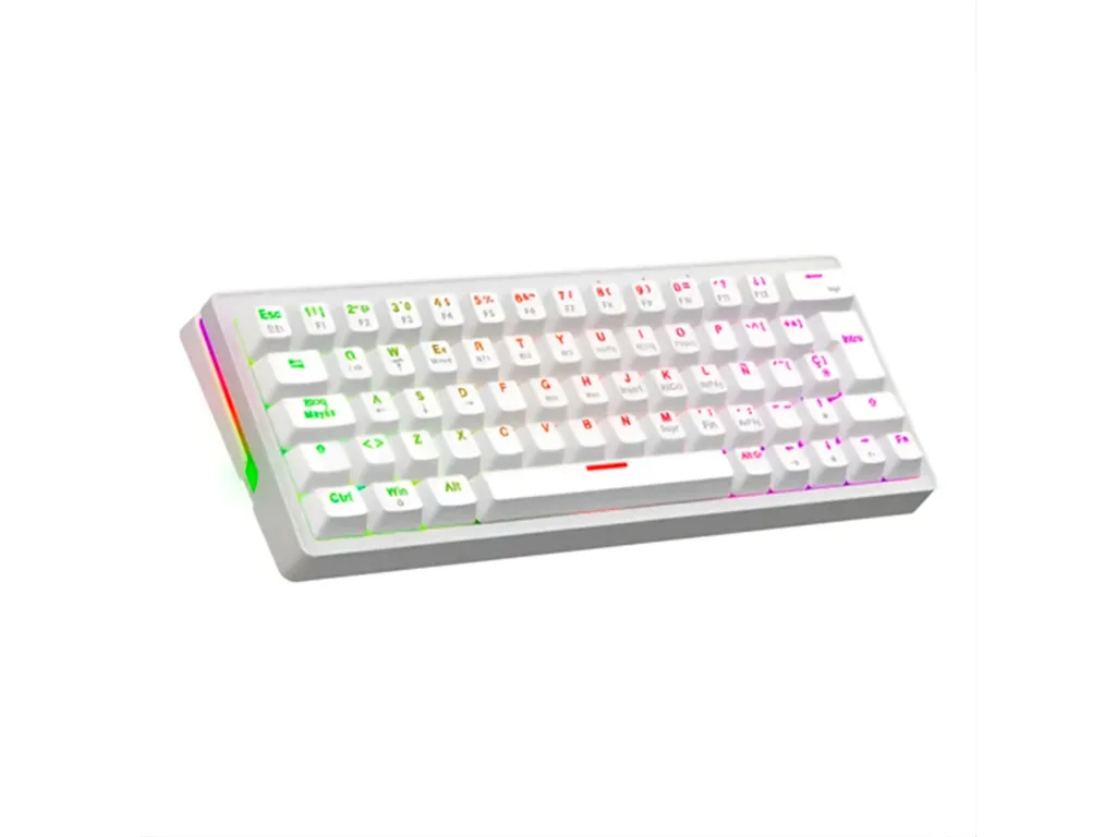 TECLADO MECANICO GAMER SOLARMAX TRI-MODO 60% GMKB64RW ESP WIRELESS + BLUETOOTH WHITE