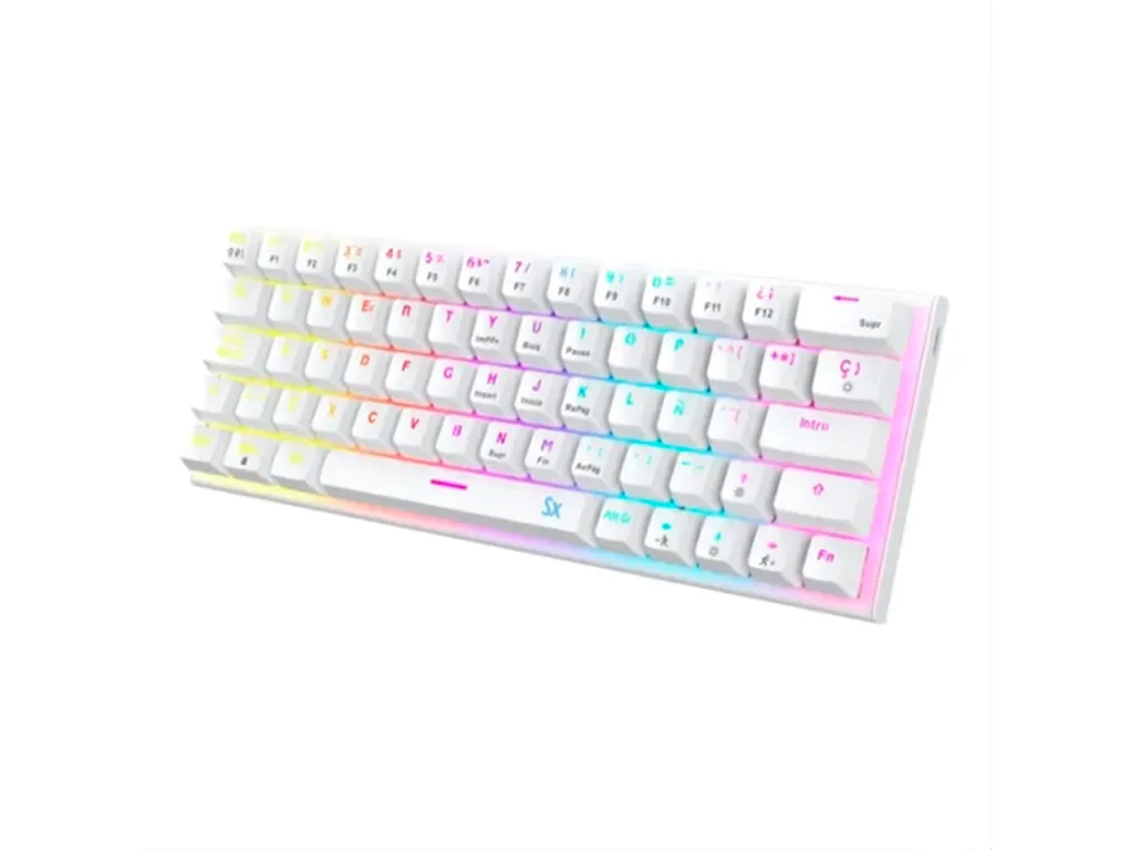 TECLADO MECANICO GAMER SOLARMAX  60% GMKB76CW ESP WHITE